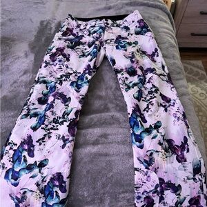 Floral Print Purple & Blue Snow Pants